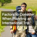 Factors to Consider When Planning an International Trip
